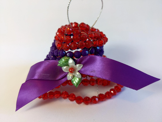 Vintage Beaded Red Hat Ornament