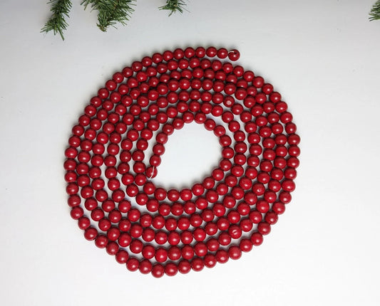 Vintage Red Wooden Bead Christmas Garland
