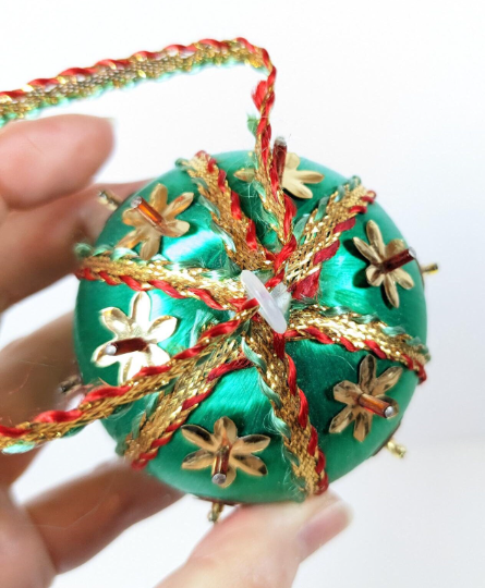 Green Beaded Pushpin Christmas Ornament