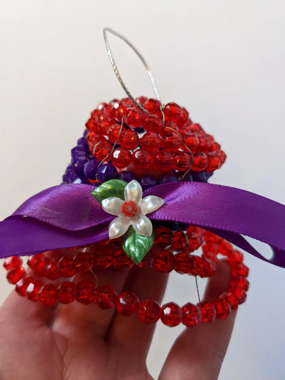 Vintage Beaded Red Hat Ornament