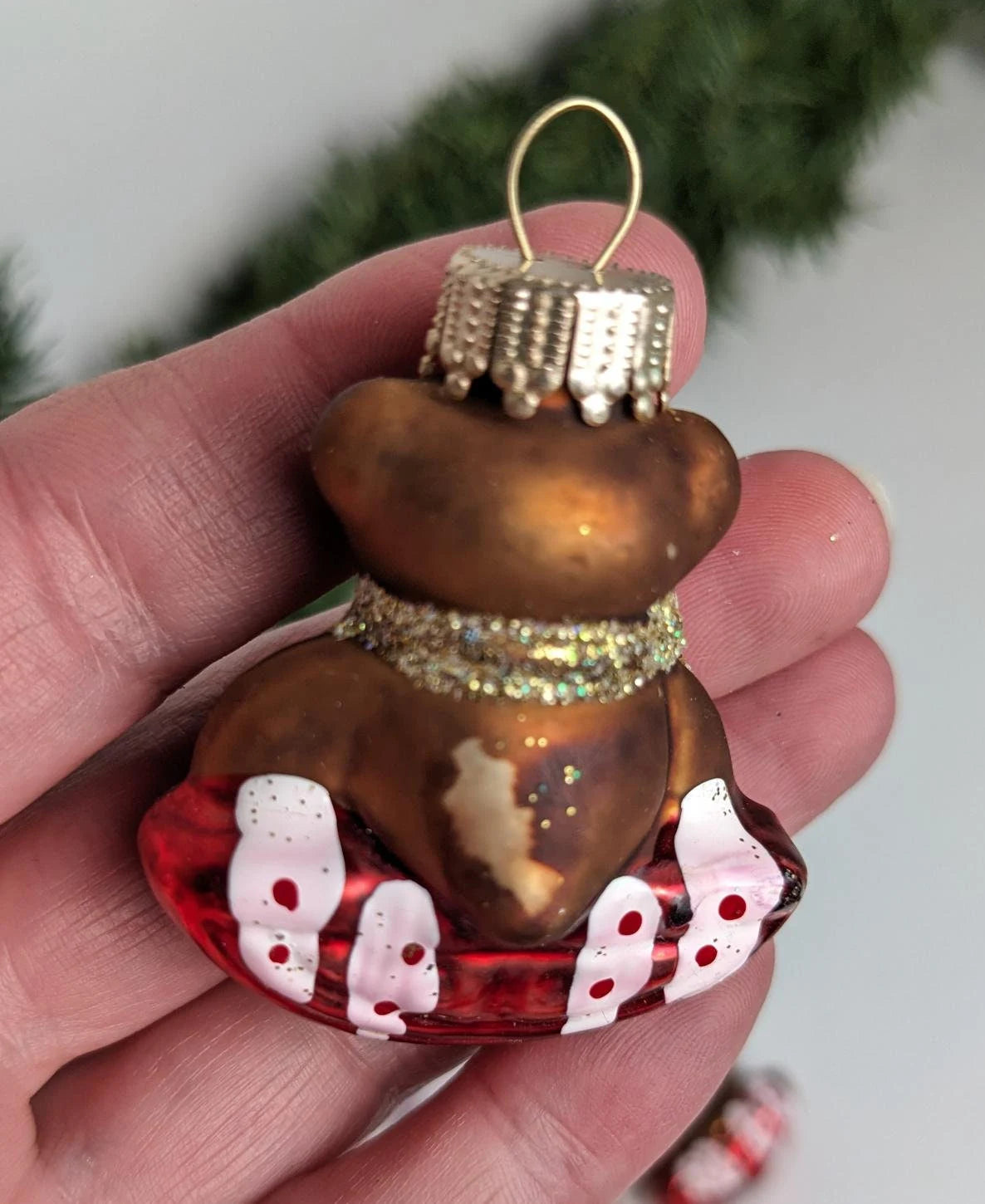 Vintage Brown Bear Blown Glass Ornaments