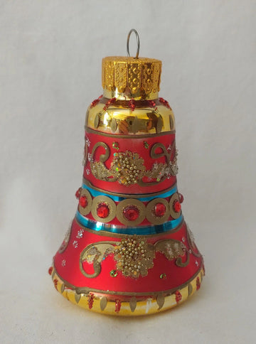 Ornate Glass Bell Vintage Christmas Ornament