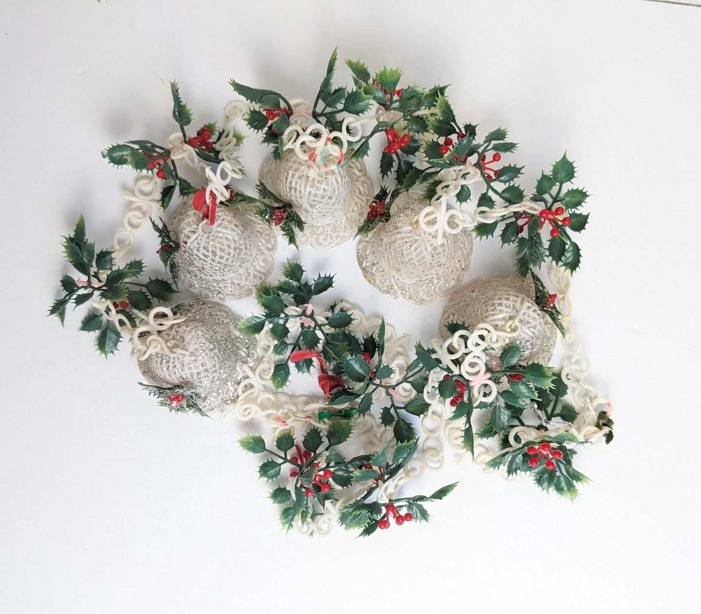 Vintage Plastic Bells and Holly Garland