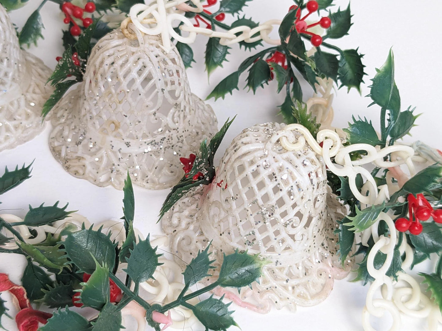 Vintage Plastic Bells and Holly Garland