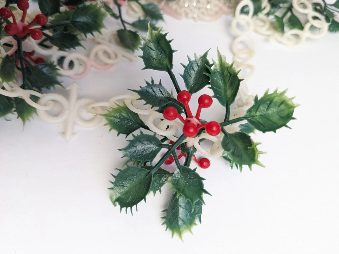 Vintage Plastic Bells and Holly Garland