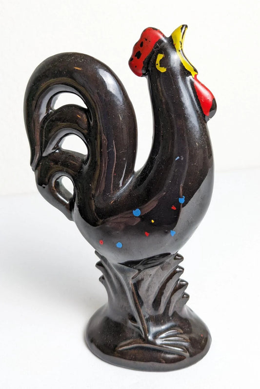 Vintage Black Rooster Figurine