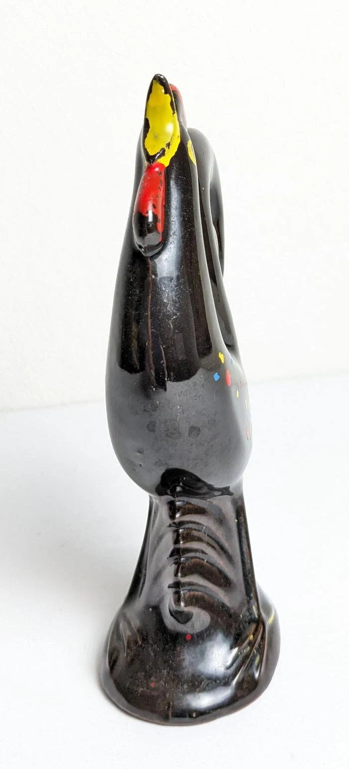 Vintage Black Rooster Figurine