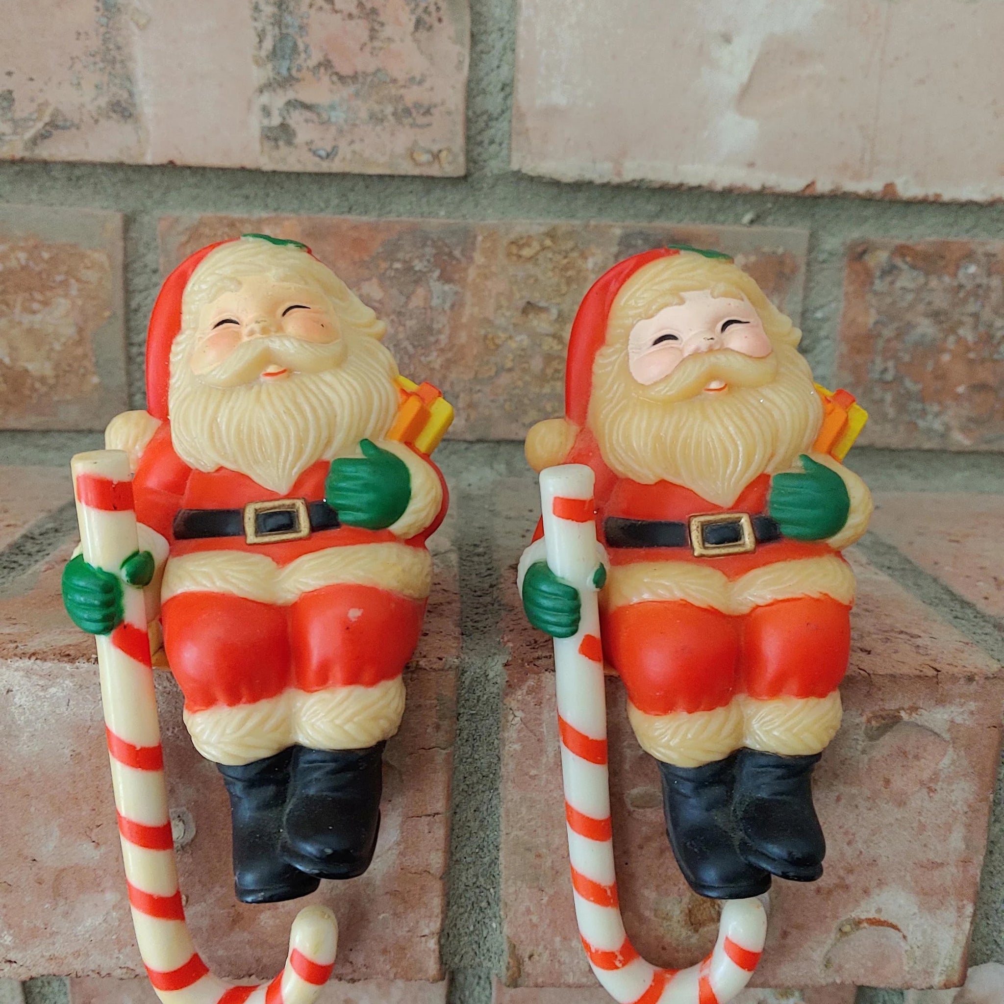 Vintage Santa Claus Plastic Christmas Stocking Holders