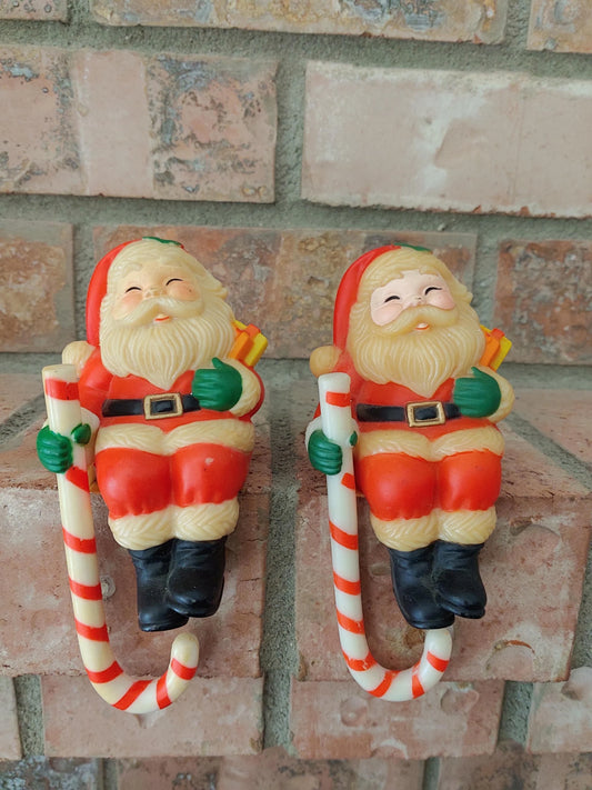 Vintage Santa Claus Plastic Christmas Stocking Holders