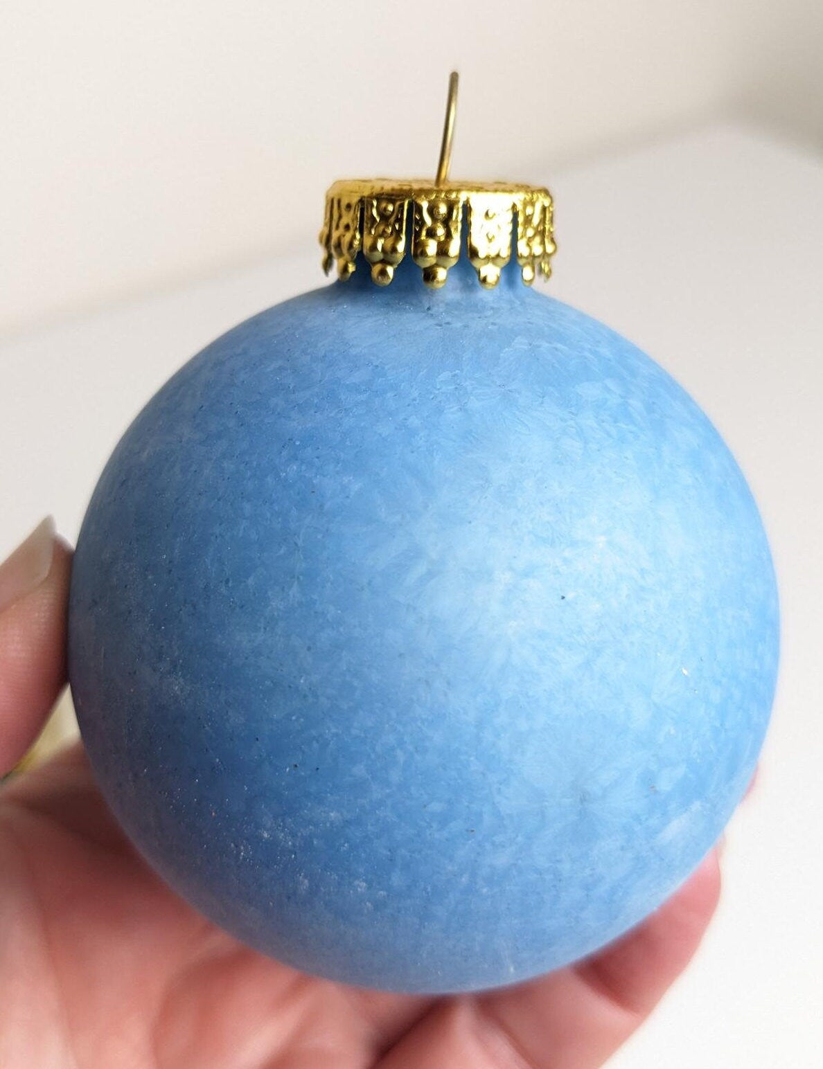 Vintage Frosted Blue Crackle Ornaments