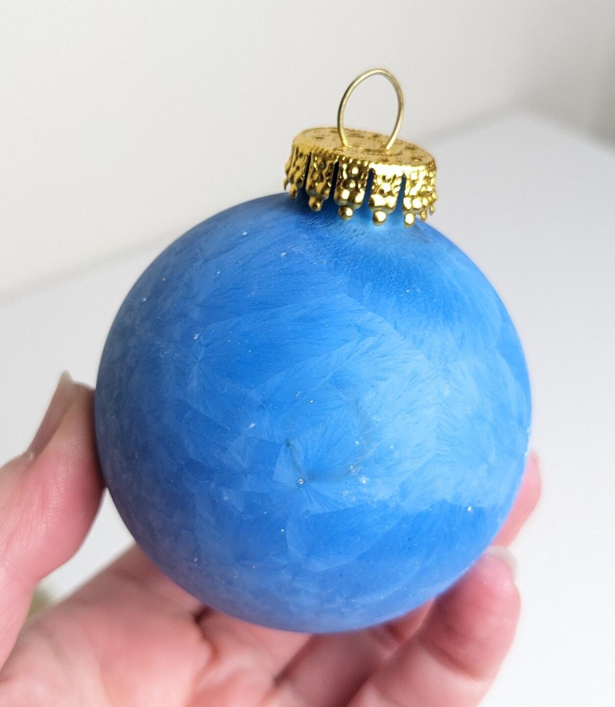 Vintage Frosted Blue Crackle Ornaments