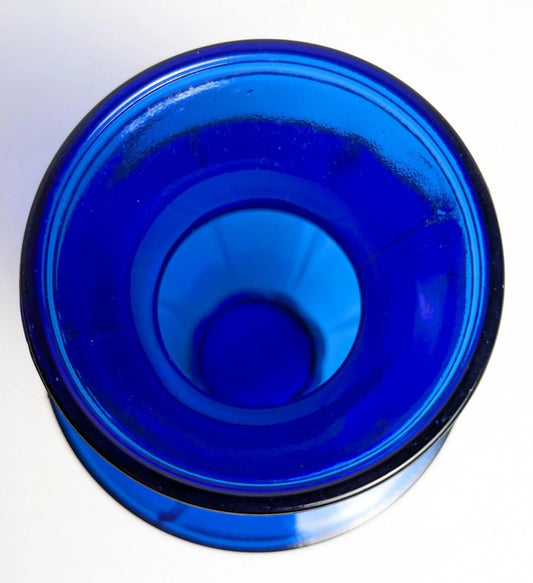 Vintage Blue Ribbed Belly Vase