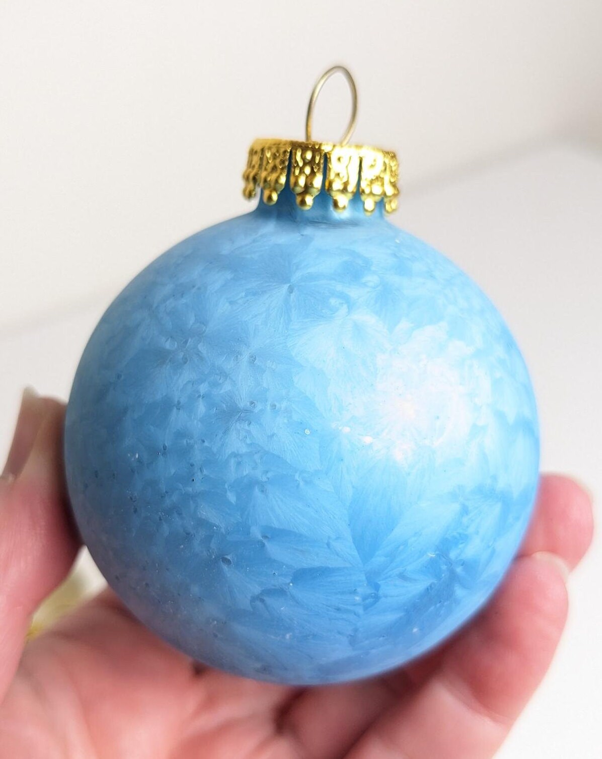 Vintage Frosted Blue Crackle Ornaments