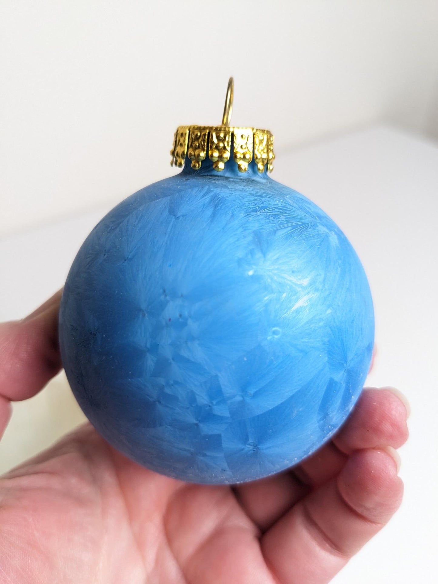 Vintage Frosted Blue Crackle Ornaments