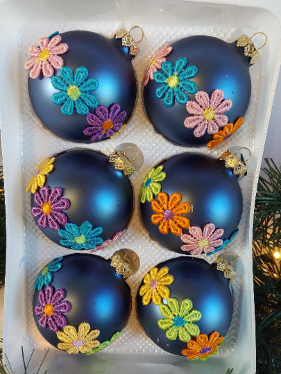 Vintage Handmade Glass Boho Christmas Ornaments