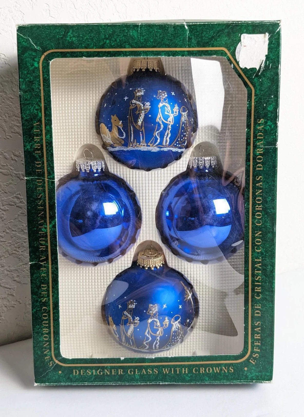 Vintage Krebs Blue Nativity Ornaments