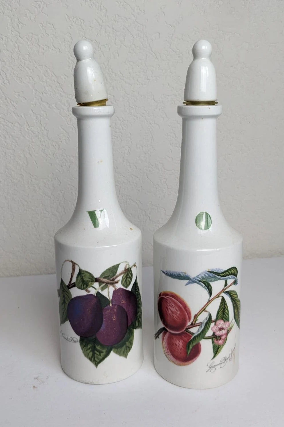 Pomona Portmeirion Plum Oil and Vinegar Bottles, Made in England