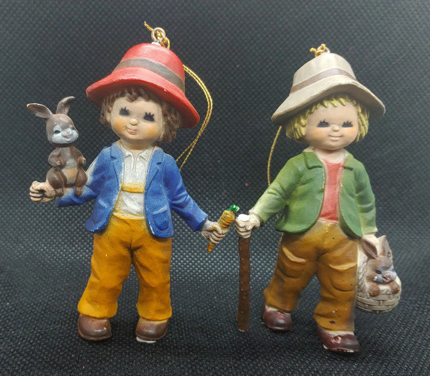 Vintage Boy's with Bunny Christmas Ornaments