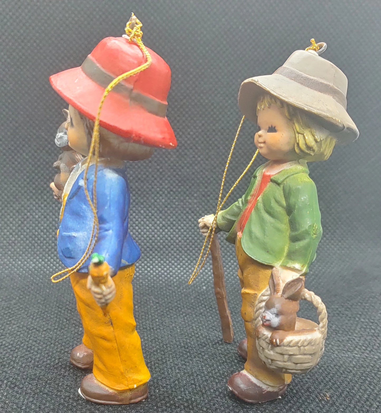 Vintage Boy's with Bunny Christmas Ornaments