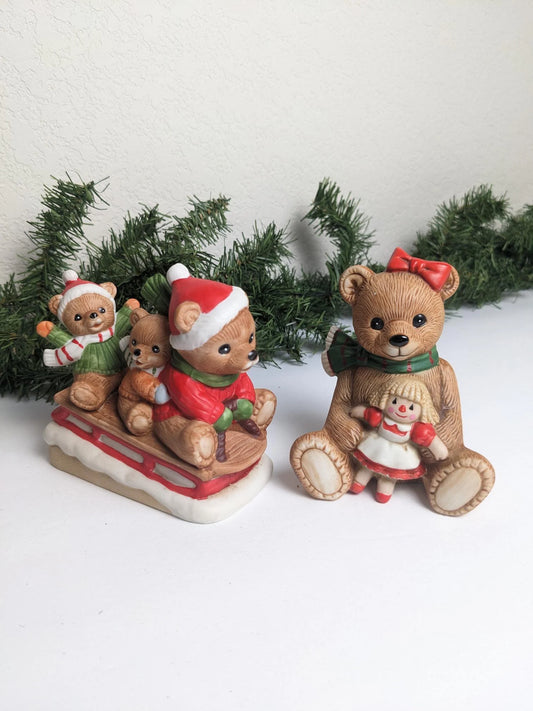 Homco Holiday Bears Christmas Figurines