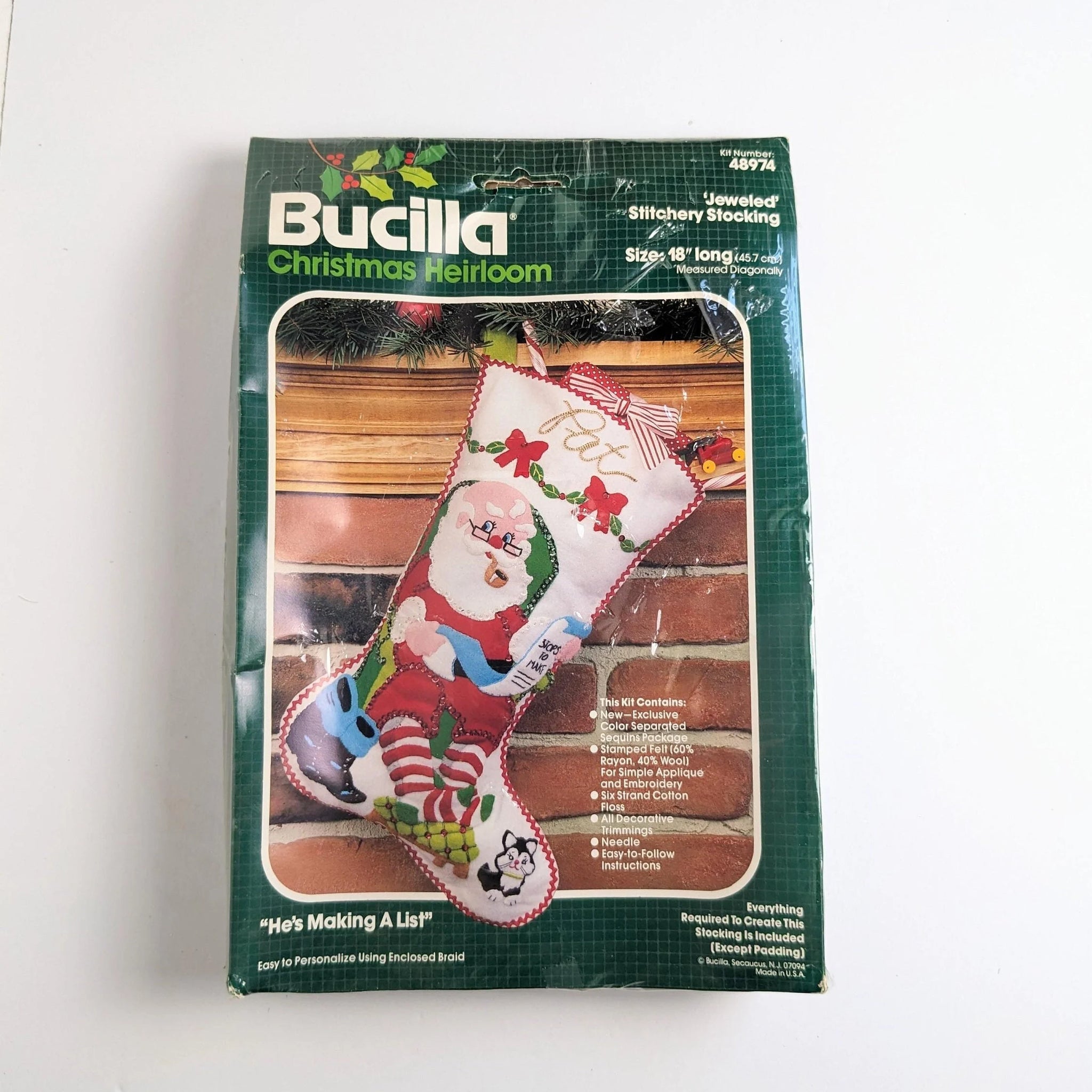 Vintage Bucilla 48974 Santa Stocking Craft Kit