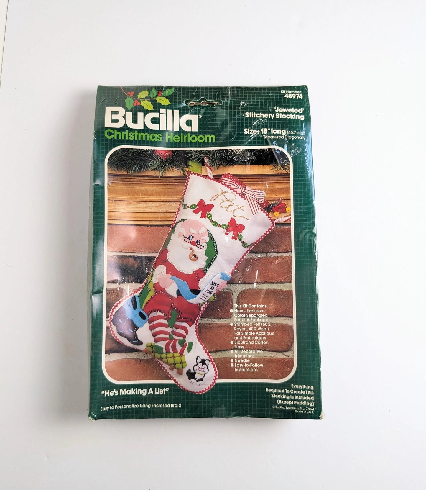 Vintage Bucilla 48974 Santa Stocking Craft Kit