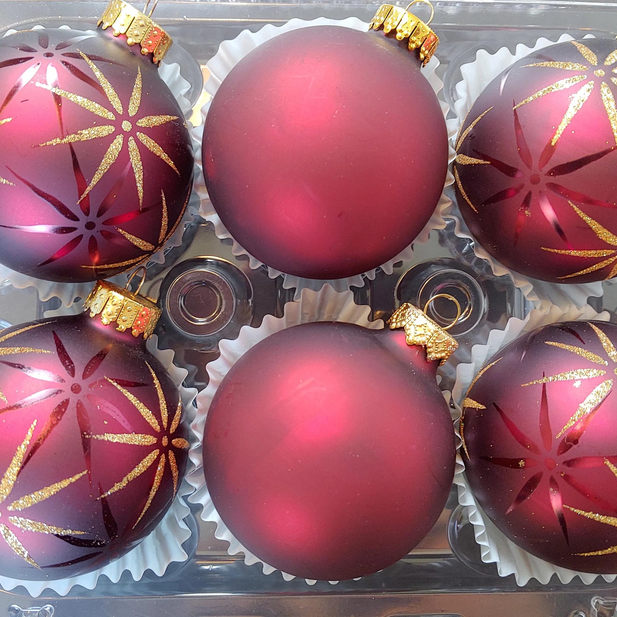 Vintage Burgundy Christmas Ornament Set