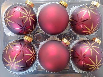 Vintage Burgundy Christmas Ornament Set