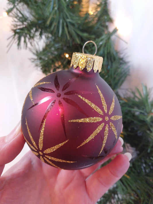 Vintage Burgundy Christmas Ornament Set