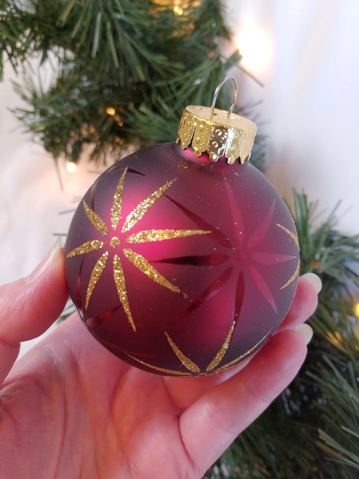 Vintage Burgundy Christmas Ornament Set