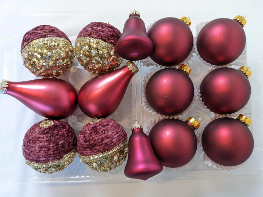 Vintage Burgundy Christmas Ornaments