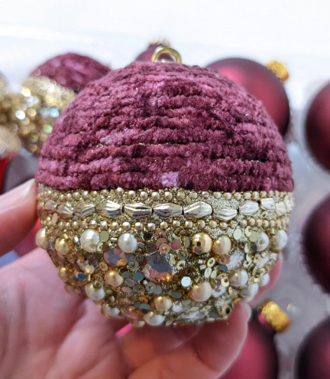 Vintage Burgundy Christmas Ornaments