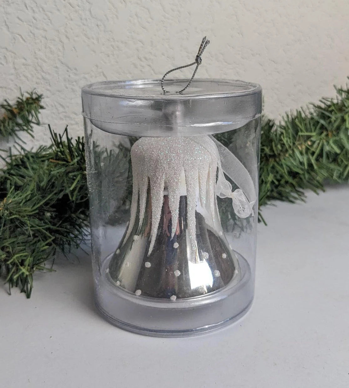 Snowcapped Silver Bell Christmas Ornament