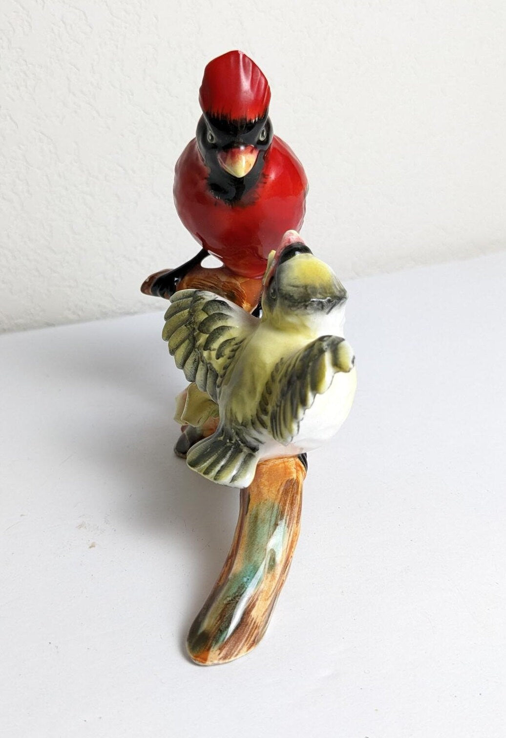 Vintage Lefton Cardinal with Chick Bird Figurine