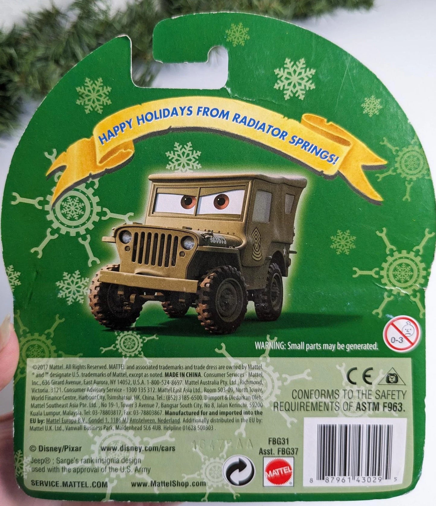 Disney Cars SARGE Holiday Christmas Car