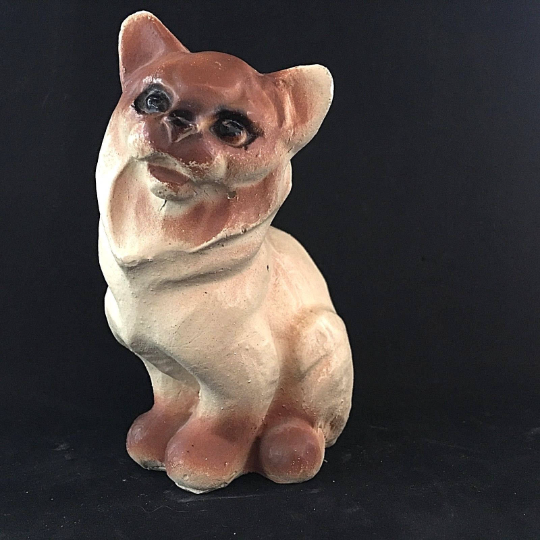 1930's Vintage Carnival Chalkware Himalayan Cat with Blue Collar