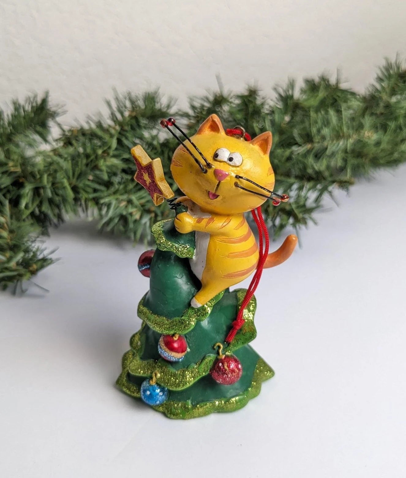 Cat Climbing Christmas Tree Christmas Ornament