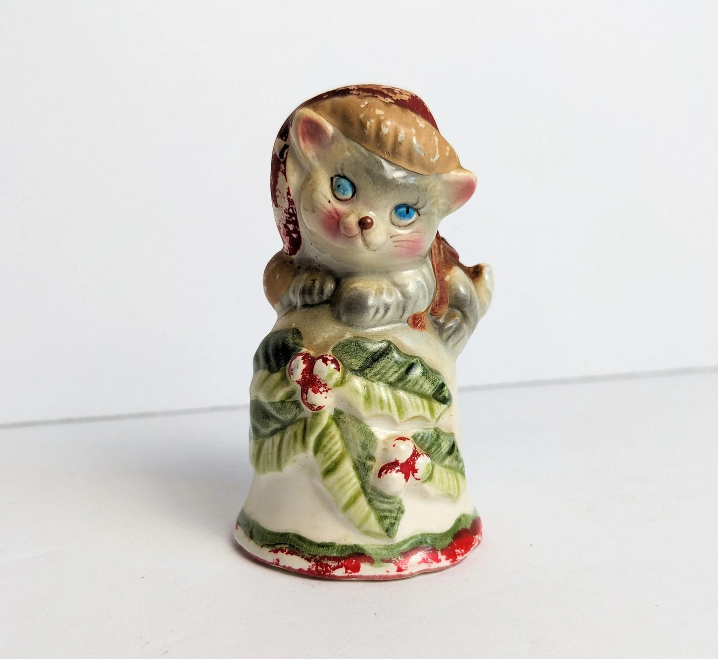 Vintage Ceramic Christmas Cat Bell