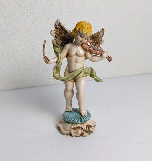 Vintage Cherub Angel with Violin Ornament