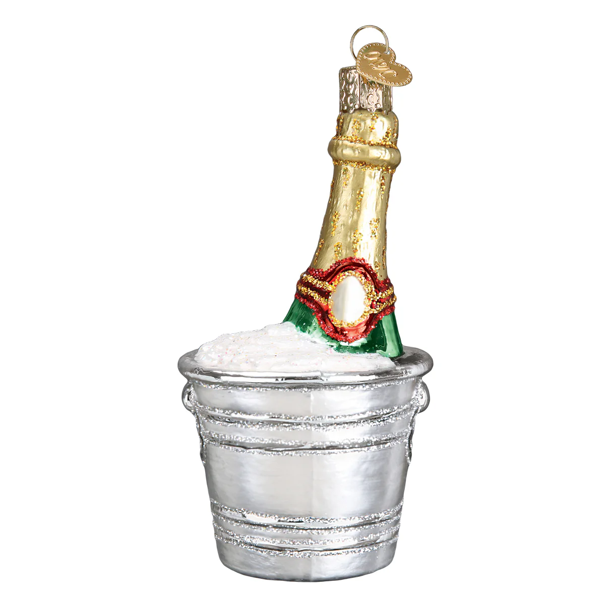 Chilled Champagne in Bucket Blown Glass Tree Ornament by Old World Christmas