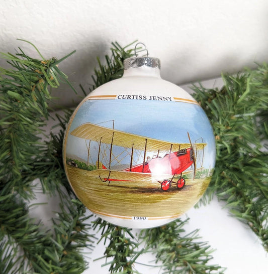 Vintage 1990 Curtiss Jenny Plane Christmas Ornament