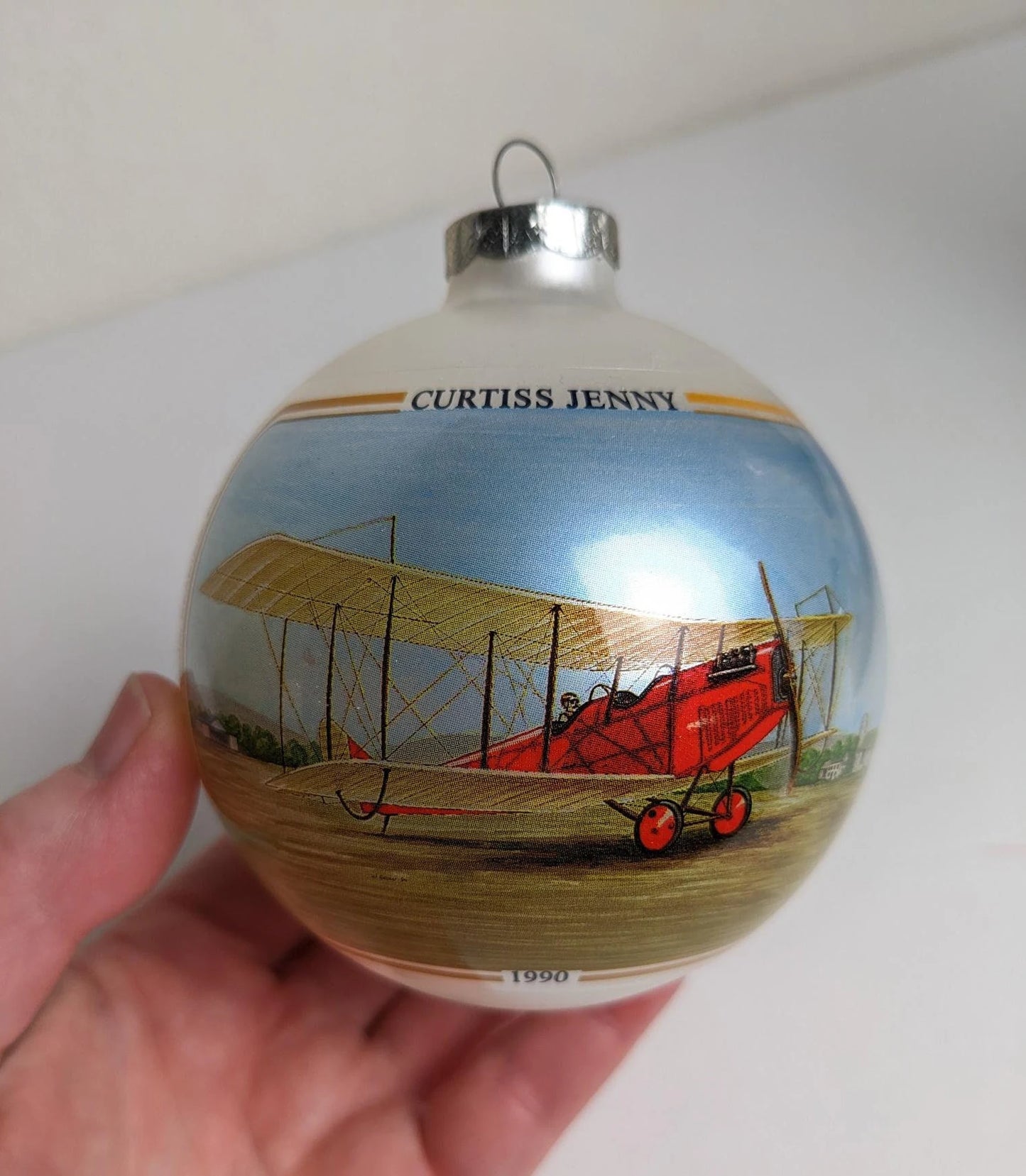 Vintage 1990 Curtiss Jenny Plane Christmas Ornament