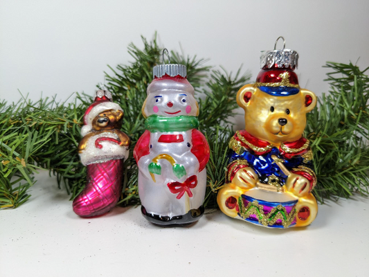 Clown and Teddy Bears Christmas Ornaments