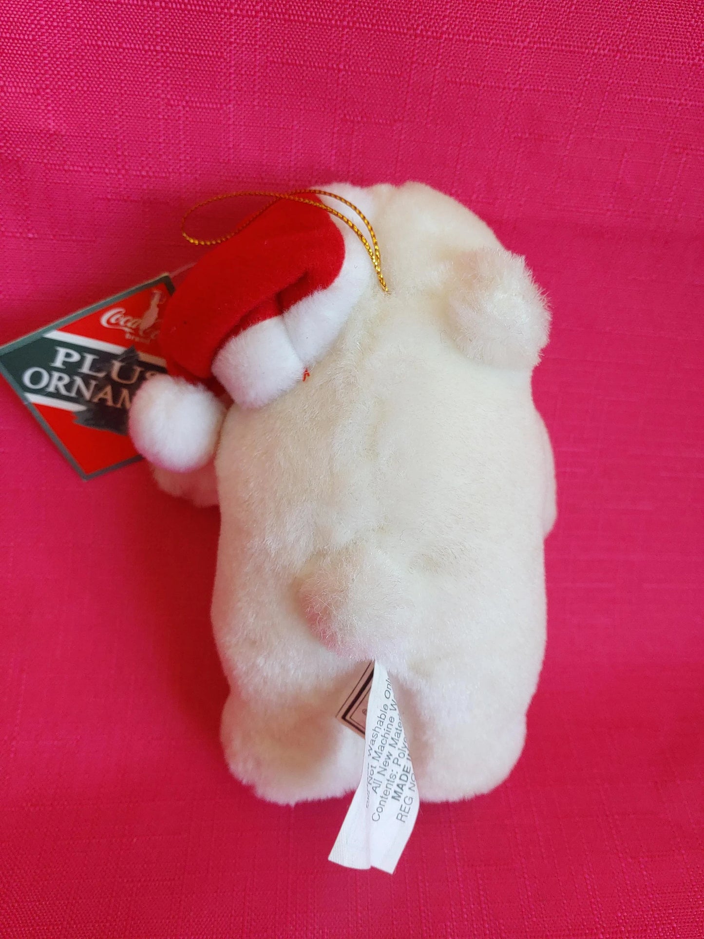 Vintage 1996 Coca Cola Polar Bear Plush Christmas Ornament NWT