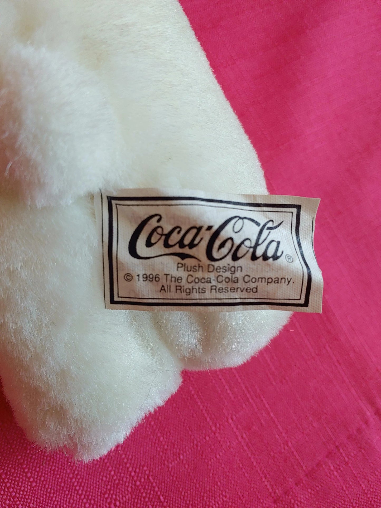 Vintage 1996 Coca Cola Polar Bear Plush Christmas Ornament NWT