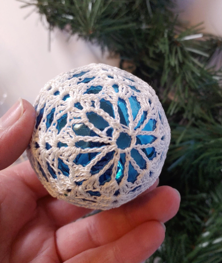 Vintage Blue Crocheted Christmas Ornaments