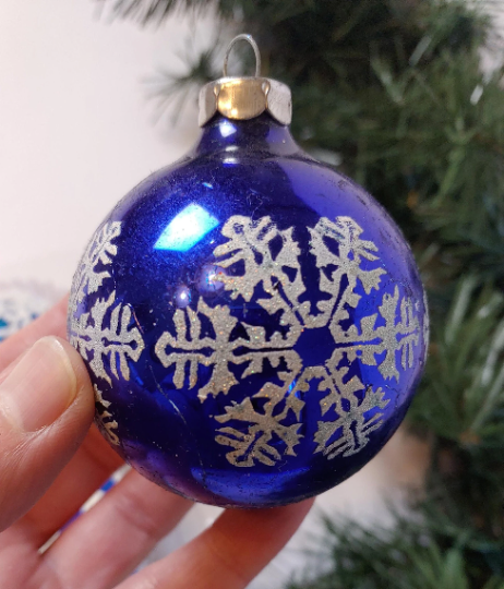 Vintage Blue Crocheted Christmas Ornaments