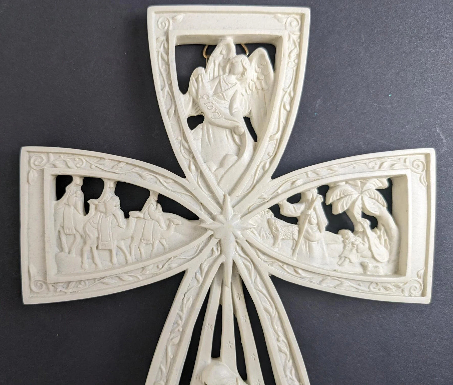 Vintage Nativity Christmas Cross