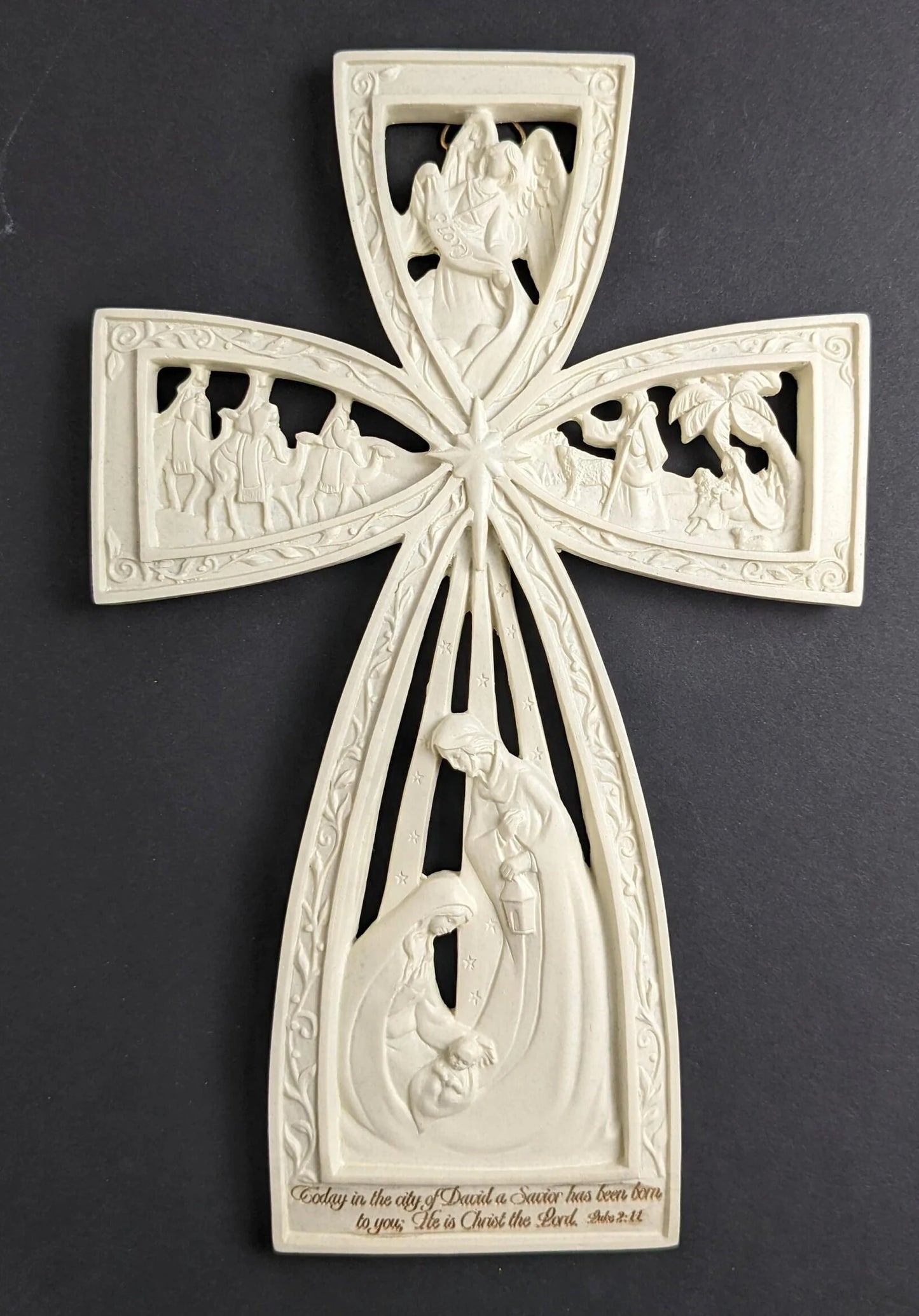 Vintage Nativity Christmas Cross