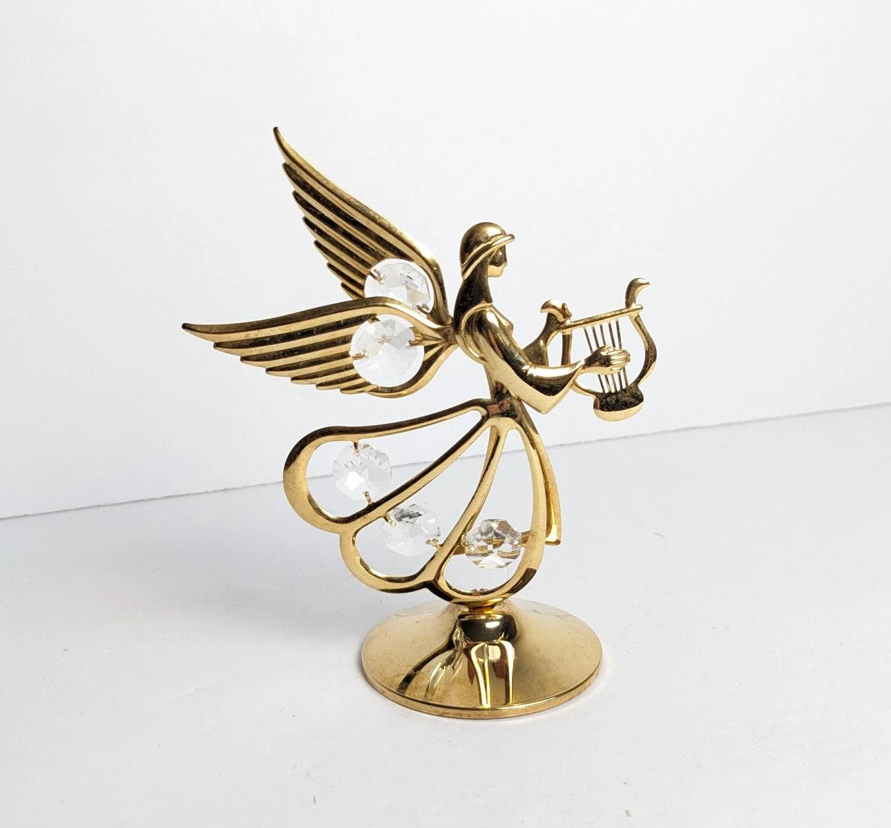 Vintage Austrian Crystal Delight Gold Plated Angel Figure